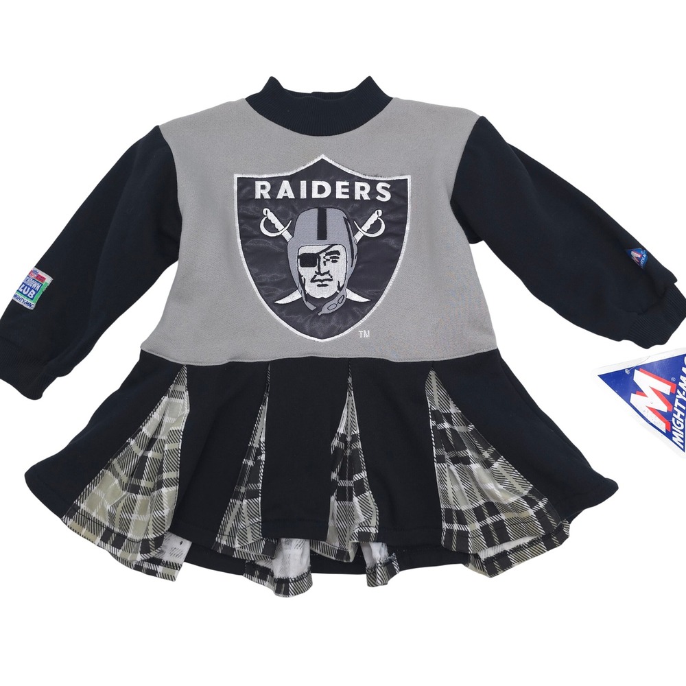 Vintage NFL Raiders Plaid Cheerleader Dress Mighty-Mac Deadstock Size 3T